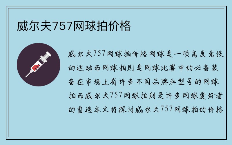 威尔夫757网球拍价格